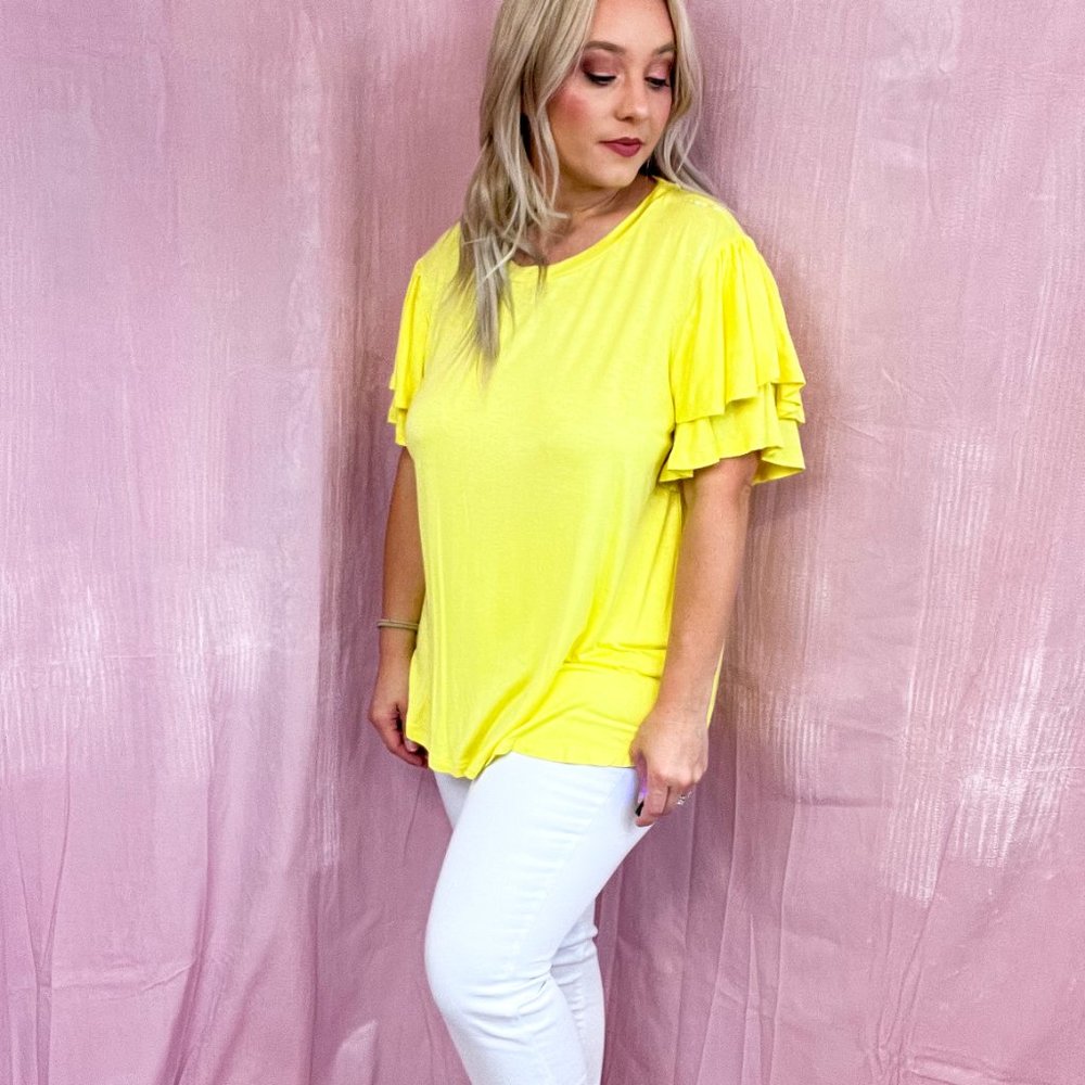 Culture Code Round Neck Ruffle Sleeve Top - Picture 11 of 11